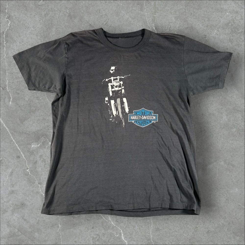 Vintage Harley Davidson Shirt Men Medium Black 70s Biker Popeyes Canada Made USA